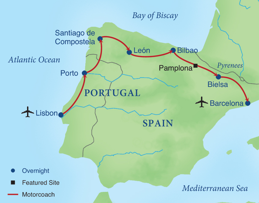 Across Northern Spain and Portugal Lisbon to Barcelona