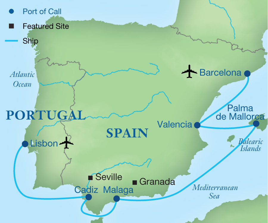 Map of Portugal and Spain