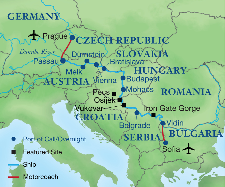danube river map and cities