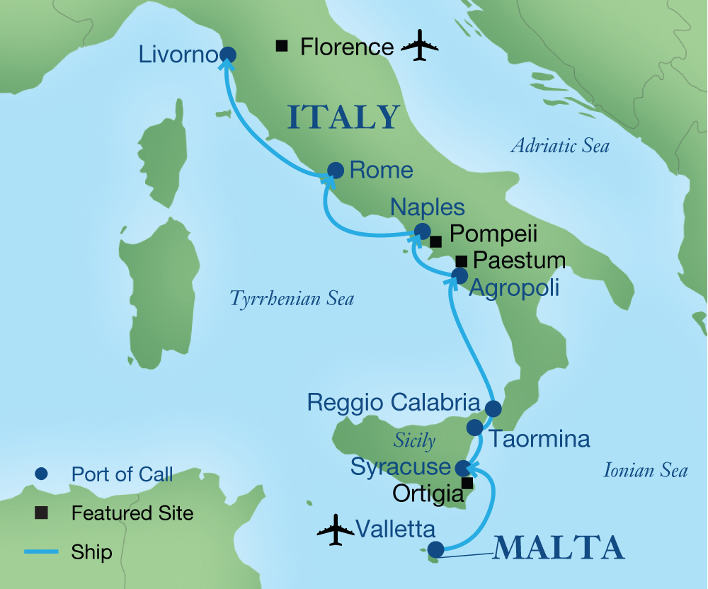 Map - Cruising Southern Italy and Sicily: Ancient Wonders and Culinary Delights