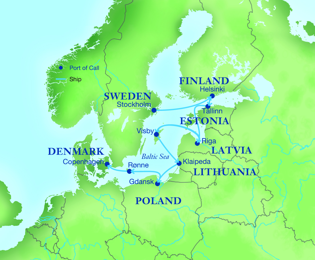 Map - Cruising the Historic Cities of the Baltic Sea
