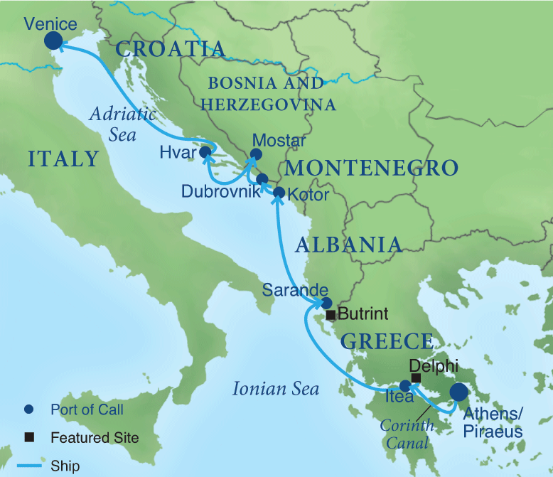 Map - Cruising the Dalmatian Coast and the Ionian Sea