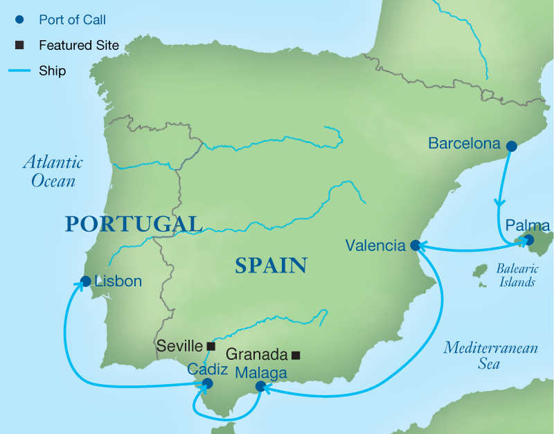 Map - Cruising Southern Spain and Portugal